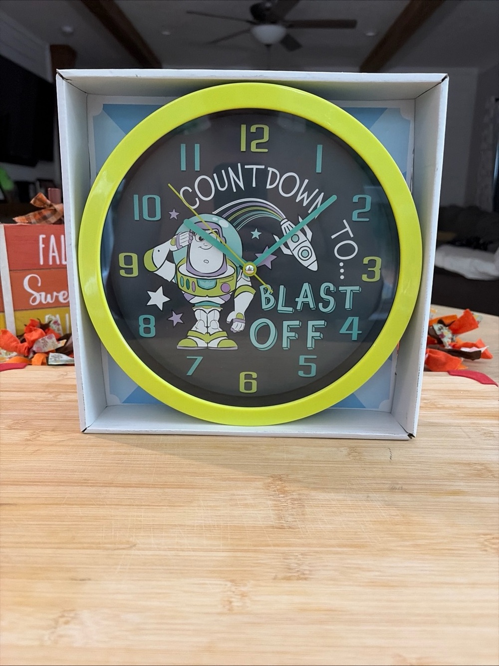 Disney Lime and Teal Buzz Lightyear 'Countdown to Blast Off' Wall Clock